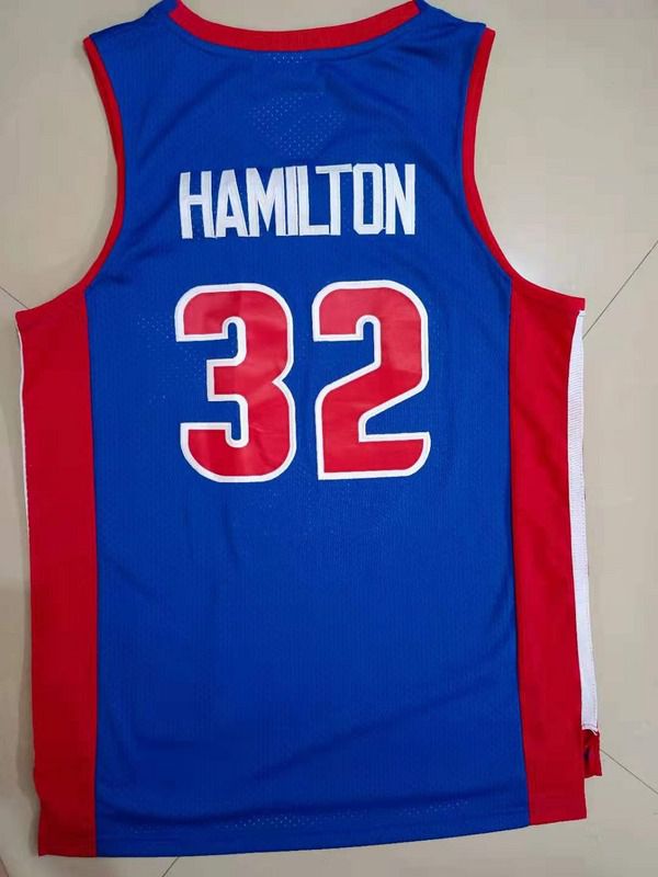 Men Detroit Pistons #32 Hamilton Blue Throwback 2021 NBA Jersey->detroit pistons->NBA Jersey